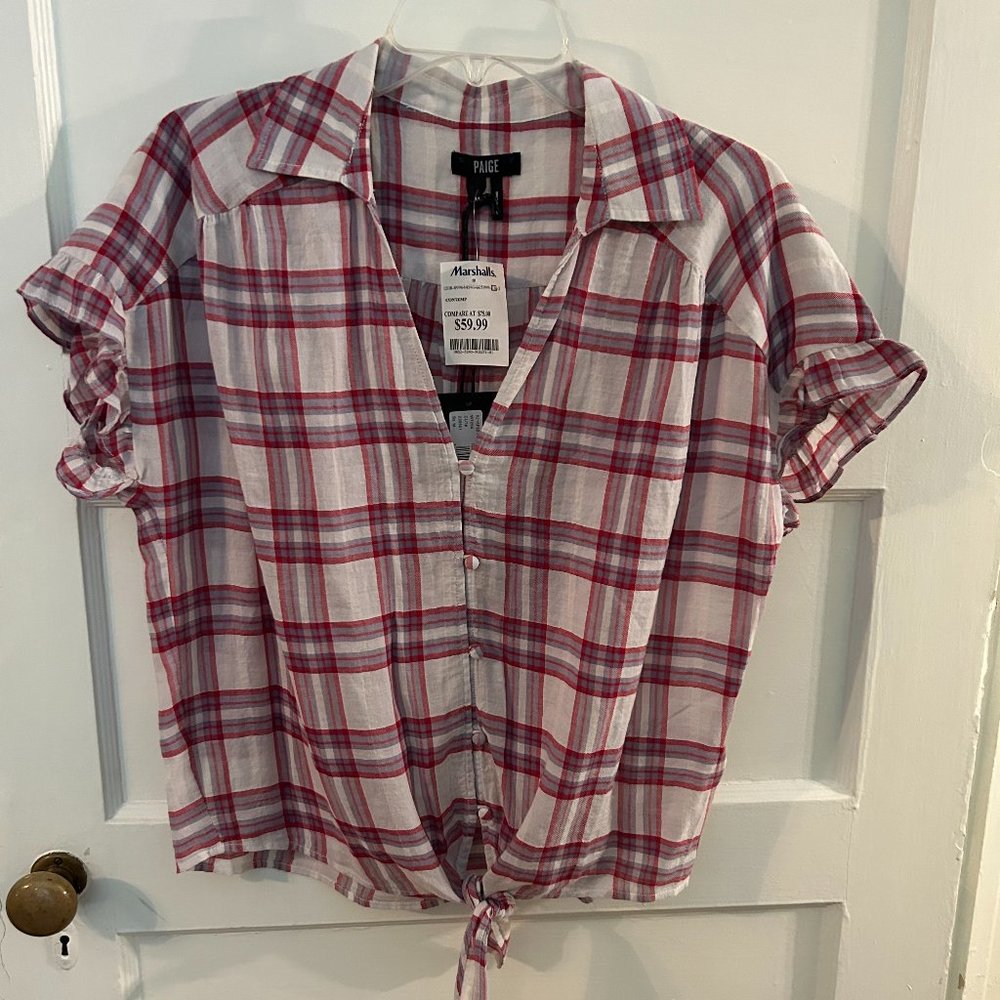 NWT PAIGE Button Up Top with Front Tie